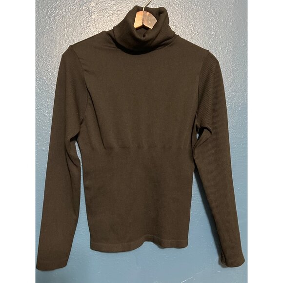 Fitted Cotton Candy Black Ribbed Turtleneck Sweater L - Picture 3 of 4